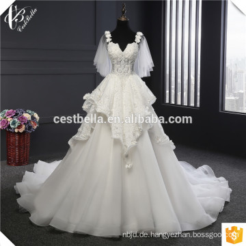 China Suzhou Vestido de Casamento schwere Perlen Brautkleid 2017 lange Zug Luxus Ballkleid weiße Spitze Brautkleider